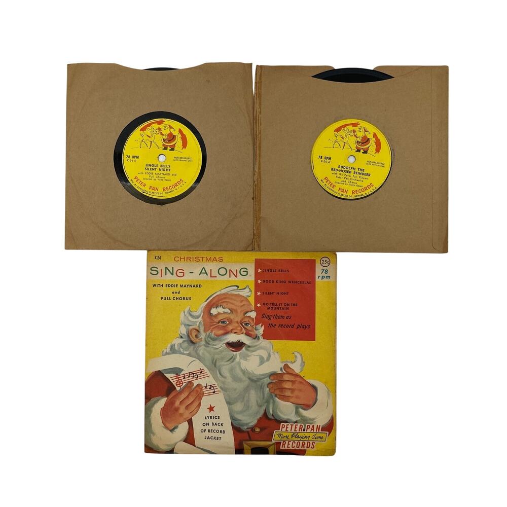 2X Peter Pan Records 1959 Vinyl Record 78 RPM & Christmas Sing-Along Sleeve Only